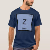 Zekeの名前 化学元素周期表 tシャツ (正面)