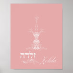 Zelda Candle Art ポスター<br><div class="desc">This damask personalized candle art is a unique one of kind creation. Makes great baby naming,  birthday and bat mitzvah gift. Contact store for customized colors and sizes.</div>