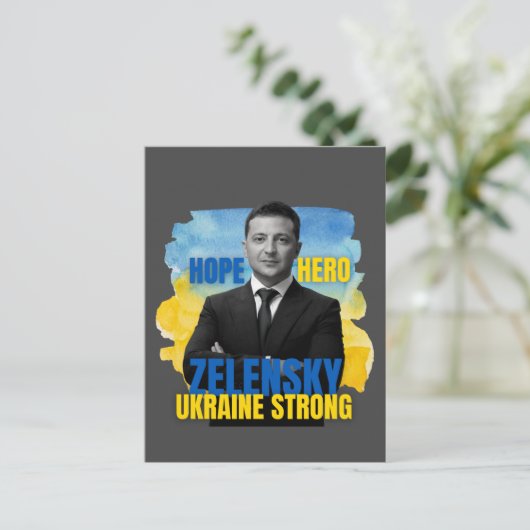 Zelensky Hope Hero Ukraine Strong  ポストカード (スタンド正面)