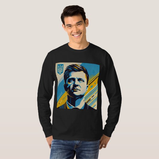 Zelenskyy Pop Art Style Portrait Tシャツ (正面フル)