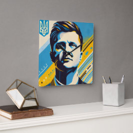 Zelenskyy Pop Art Wall Clock スクエア壁時計