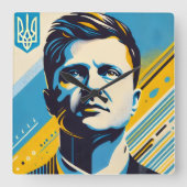 Zelenskyy Pop Art Wall Clock スクエア壁時計 (正面)