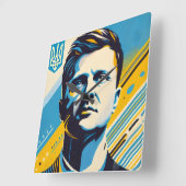 Zelenskyy Pop Art Wall Clock スクエア壁時計 (傾斜)