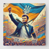 Zelenskyy Support for Ukraine Wall Clock スクエア壁時計 (正面)