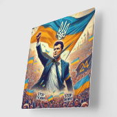 Zelenskyy Support for Ukraine Wall Clock スクエア壁時計 (傾斜)