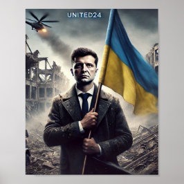 Zelenskyy Ukraine Flag Poster Print ポスター