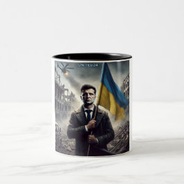 Zelenskyy Ukraine Flag Two-Tone Mug ツートーンマグカップ