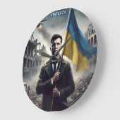 Zelenskyy Ukraine Flag Wall Clock ラージ壁時計 (傾斜)