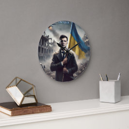 Zelenskyy Ukraine Flag Wall Clock ラージ壁時計
