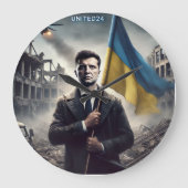 Zelenskyy Ukraine Flag Wall Clock ラージ壁時計 (正面)