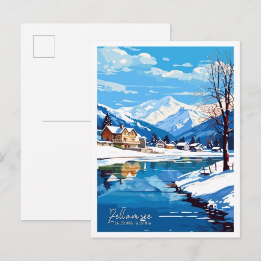 Zell am see Salzburg Austria Travel Illustration ポストカード (正面/裏面)
