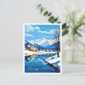 Zell am see Salzburg Austria Travel Illustration ポストカード (スタンド正面)