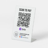 Zelle スキャンして支払うQRコードサイン 台座サイン (正面)
