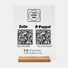 Zelle PayPal | QRコードをスキャンして支払う ビジネス ロゴ アクリルサイン