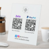 Zelle PayPal QRコードスキャン決済スタンド看板 台座サイン (インサイチュ)