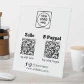 Zelle PayPal QRコード | スキャンして支払う ビジネス ロゴ 台座サイン (インサイチュ)