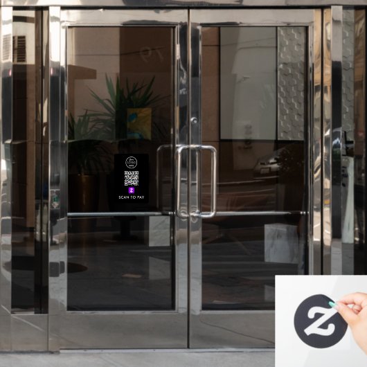 Zelle QRコードスキャンしてロゴモダンブラックを支払う ウィンドウサイン (オフィスドア)