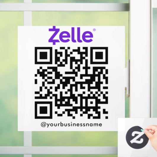 Zelle QRコード支払いスキャンを支払う白 ウィンドウサイン (ホーム)