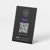 Zelle QRコード支払 |ブラック・スキャンによるビジネスの決済 台座サイン (正面)