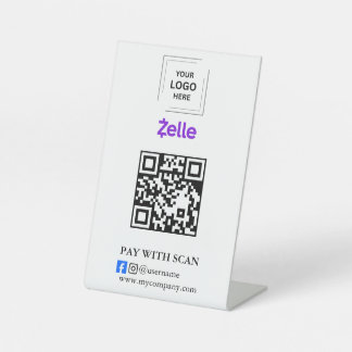 Zelle QRコード決済スキャンで支払うビジネス ロゴ 台座サイン