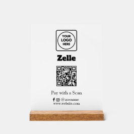 Zelle QRコード | スキャンして支払う カスタムビジネスロゴ アクリルサイン