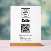 Zelle QR Code | Scan-to-Pay Custom Business Logo アクリルサイン (ニュートラル)