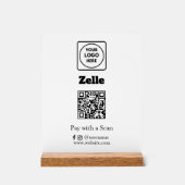 Zelle QR Code | Scan-to-Pay Custom Business Logo アクリルサイン (正面)
