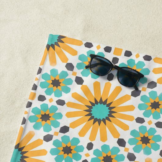 Zellige Radiance:アンダルシカラフルアン図形 ビーチタオル (インサイチュ)