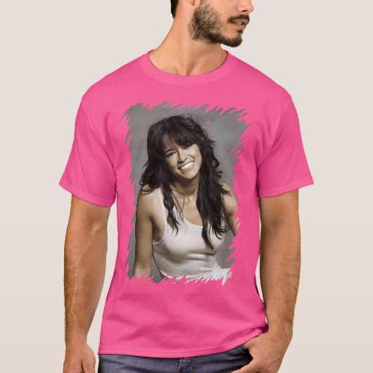 Zeman Michelle Rodriguez -有名人(油絵を描Ar) Tシャツ (正面)