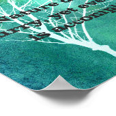 zen引用文オン自然文字オンオリジナルアートティール（緑がかった色）ブルー ポスター (角)