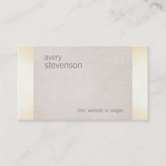 Zen金ゴールドグローミニマリストリネンテクスチャルック 名刺 (正面)