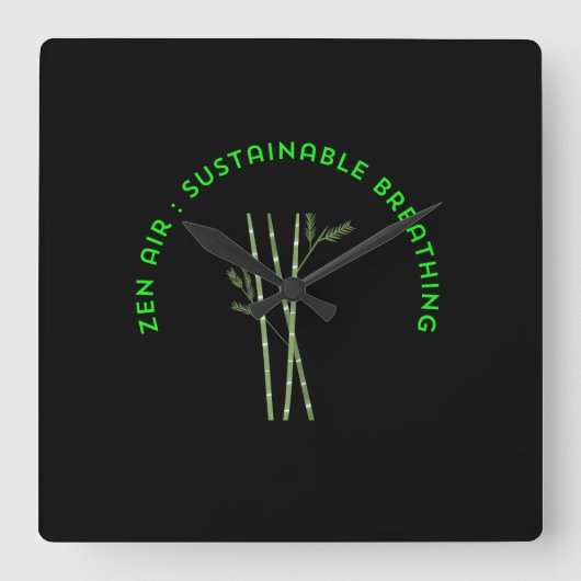 Zen Air: Sustainable Breathing スクエア壁時計 (正面)