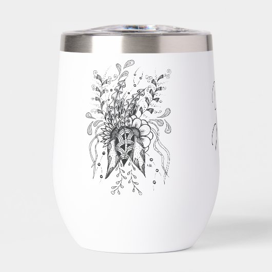 Zen Art: Blüte gezeichnet - Trinkflasche (正面)
