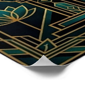 Zen Art Deco Horse Silhouette Spiritual Gold ポスター (角)