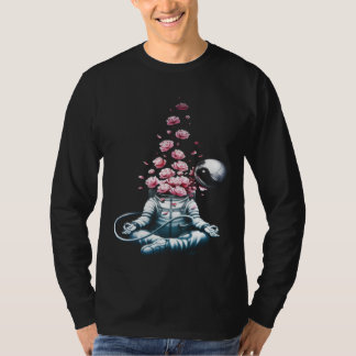 Zen Astronaut Meditating In Space Yoga Namaste Ros Tシャツ