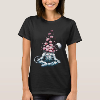 Zen Astronaut Meditating In Space Yoga Namaste Ros Tシャツ