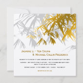 Zen Bamboo葉金ゴールドBlack モダン Asian 結婚's 招待状 (正面)