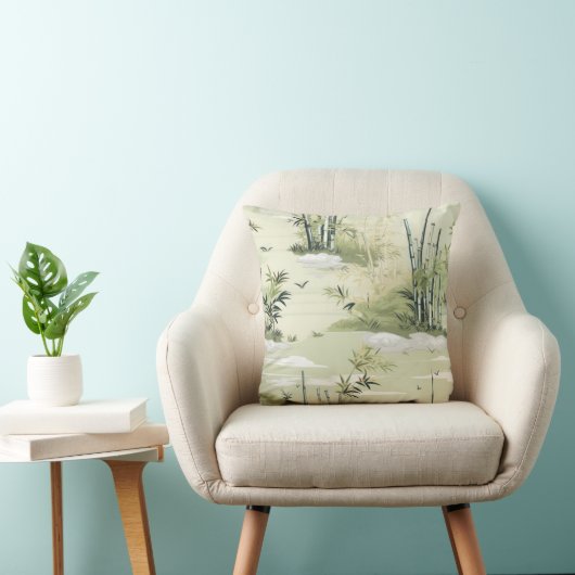 Zen Bamboo Forest Botanical Pattern (1) クッション (椅子)