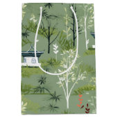 Zen Bamboo Forest Botanical Pattern (1) ミディアムペーパーバッグ (正面)