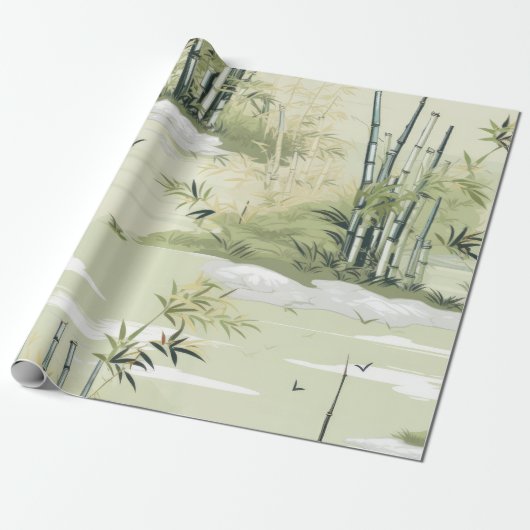 Zen Bamboo Forest Botanical Pattern (1) ラッピングペーパー (アンロールド)