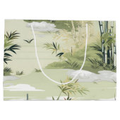 Zen Bamboo Forest Botanical Pattern (1) ラージペーパーバッグ (裏面)