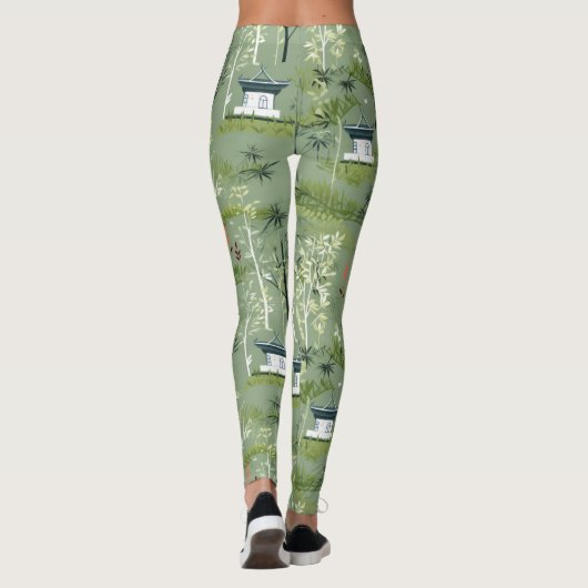 Zen Bamboo Forest Botanical Pattern (1) レギンス (裏面)