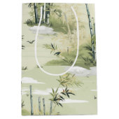 Zen Bamboo Forest Botanical Pattern (2) ミディアムペーパーバッグ (正面)