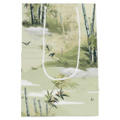 Zen Bamboo Forest Botanical Pattern (2) ミディアムペーパーバッグ (裏面)