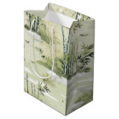 Zen Bamboo Forest Botanical Pattern (2) ミディアムペーパーバッグ (裏面アングル)