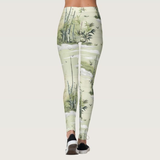 Zen Bamboo Forest Botanical Pattern (2) レギンス (裏面)