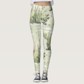 Zen Bamboo Forest Botanical Pattern (2) レギンス (正面)