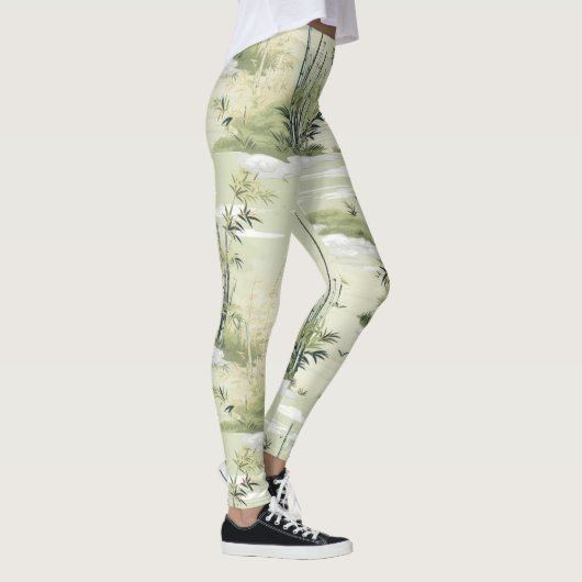 Zen Bamboo Forest Botanical Pattern (2) レギンス (右)