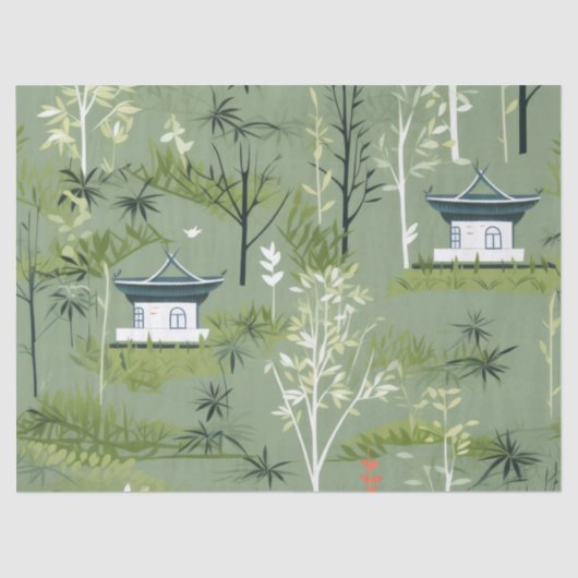 Zen Bamboo Forest Botanical Pattern (2) 薄葉紙 (正面)