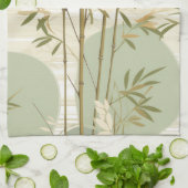 Zen Bamboo Forest Botanical Pattern (3) キッチンタオル (折り畳み)